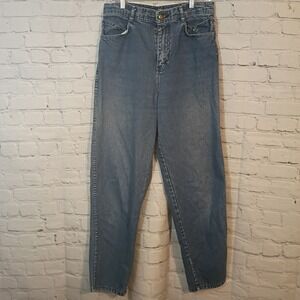 Vintage Gitano High Waisted Mom Jeans Pinstripe Denim Blue Purple 15/16